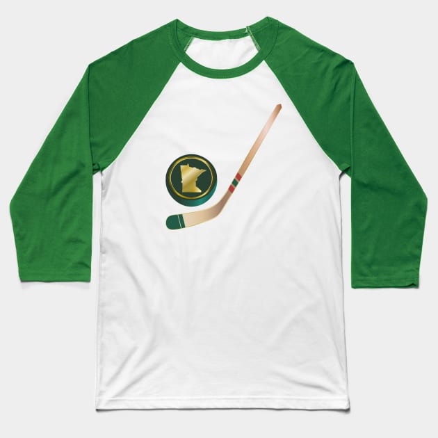 NHL - MN Wheat Tan stick Green Gold Puck Baseball T-Shirt by geodesyn